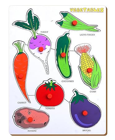 The Kiddy Depot  Wooden  Knobbed Puzzle Vegetables