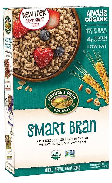 NATURE’S PATH ORGANIC SMART BRAN CEREAL, 10.6 OZ (PACK OF 1), 17G FIBER, PSYLLIUM, OAT & WHEAT BRAN, LIGHTLY SWEETENED, NON-GMO