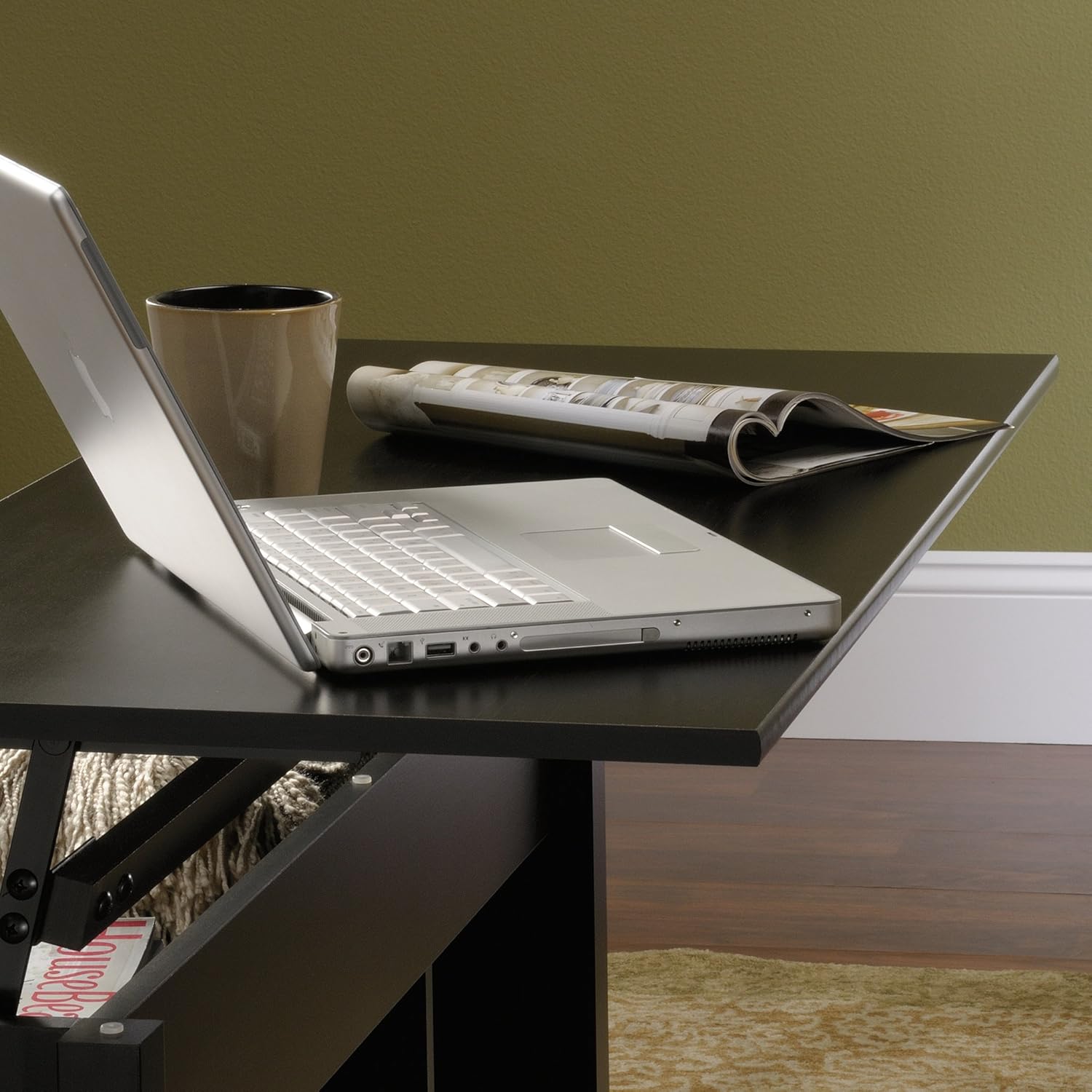 Sauder Edge Water Lift Top Coffee Table, L: 41.102" x W: 19.449" x H: 19.094", Estate Black finish: Furniture & Decor