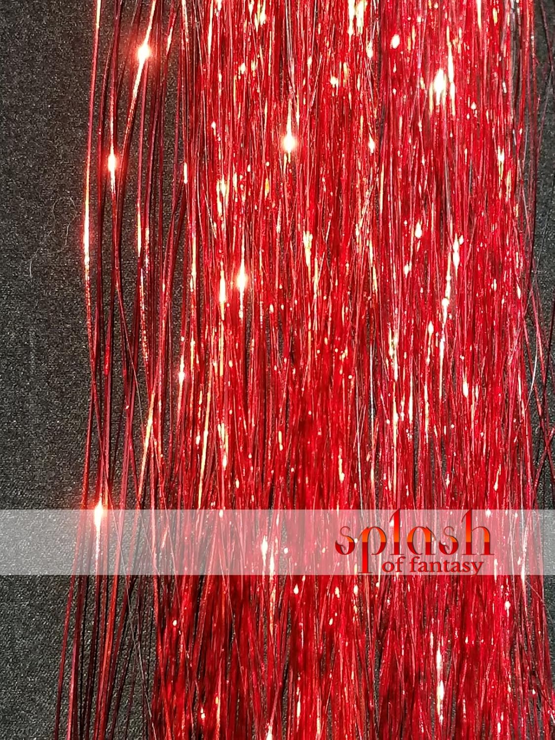 20" Hair Tinsel 100 Strands Shiny Red Hair Extensions Beauty