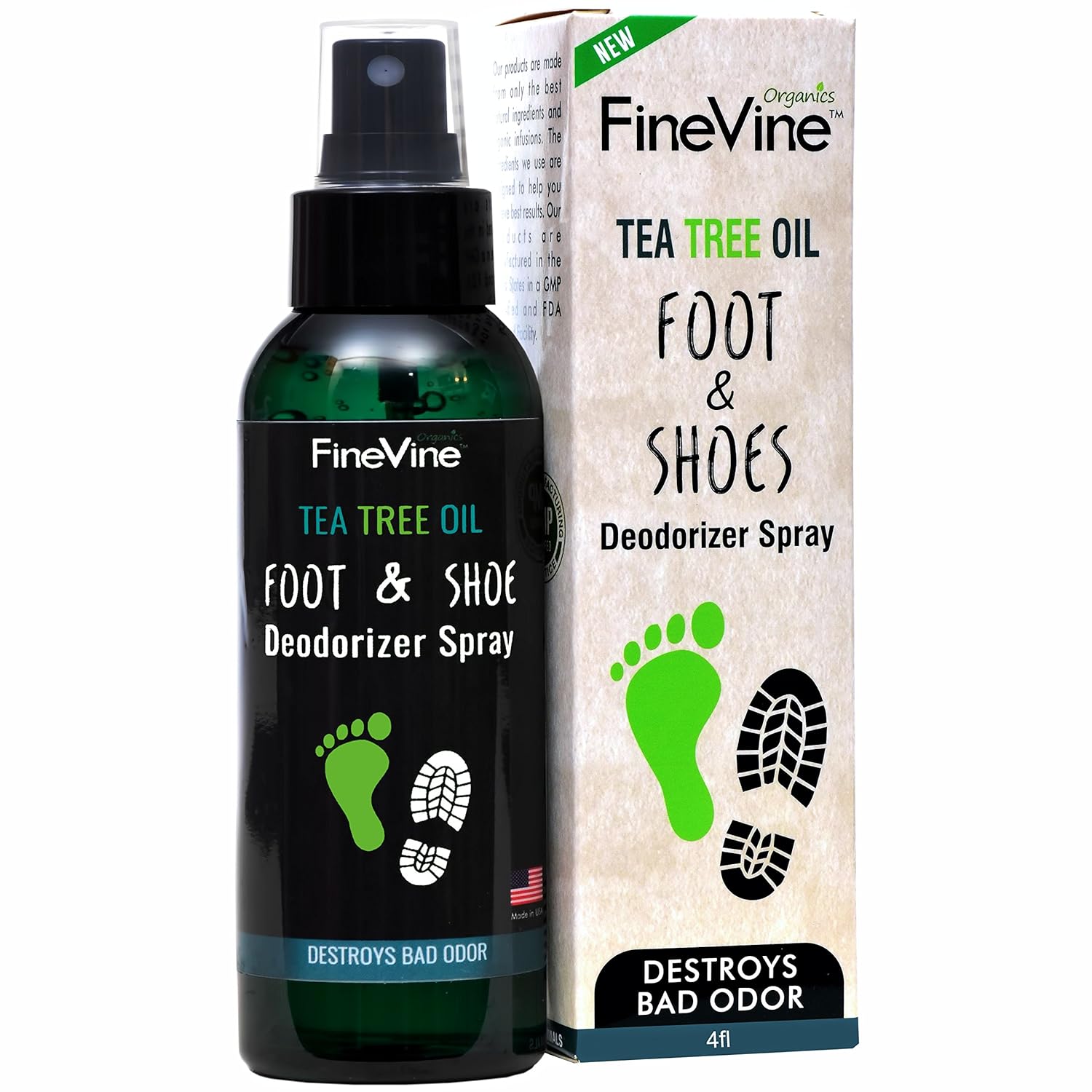 All Natural Shoe Deodorizer and Foot Deodorant Spray Made in USA
