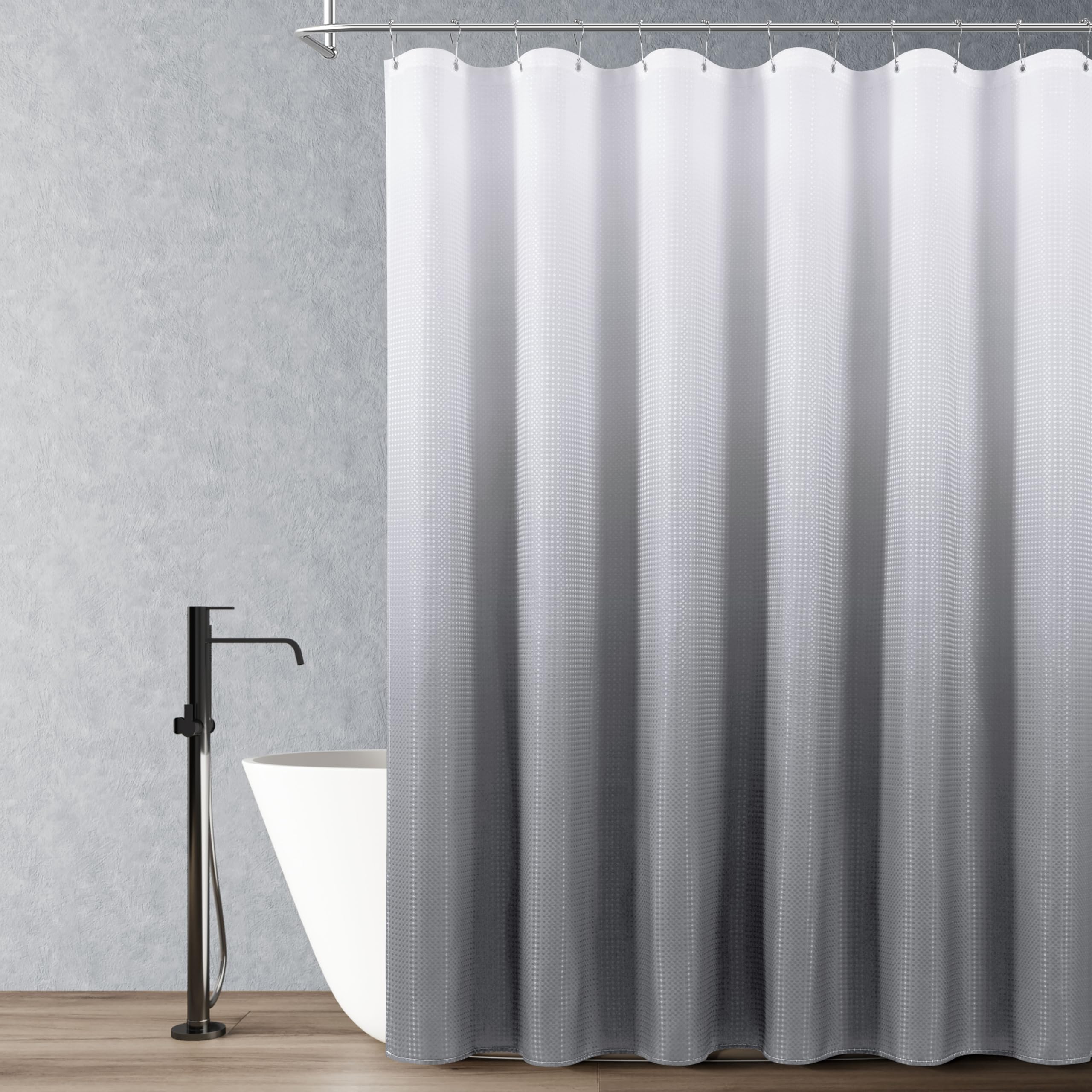 Grey Shower Curtain for Bathroom Shower Curtain with Hooks Ombre Shower Curtain Liner Hotel Water Repellent Standard 72 x 72in