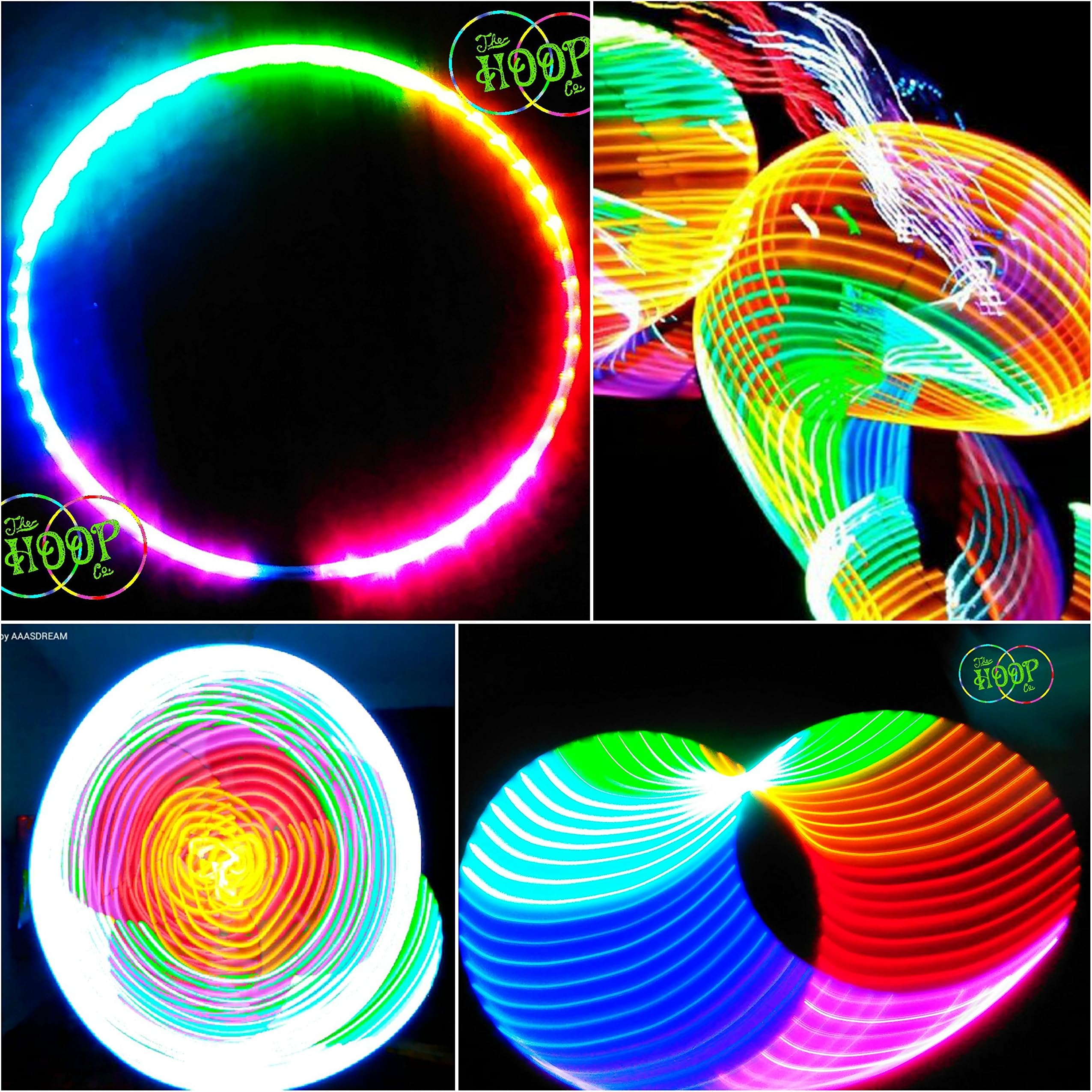 TheHoopCompany Professional LED Hula Hoop Rainbow w 50xLED's 5/8" HDPE w Charger & Battery hulahoop