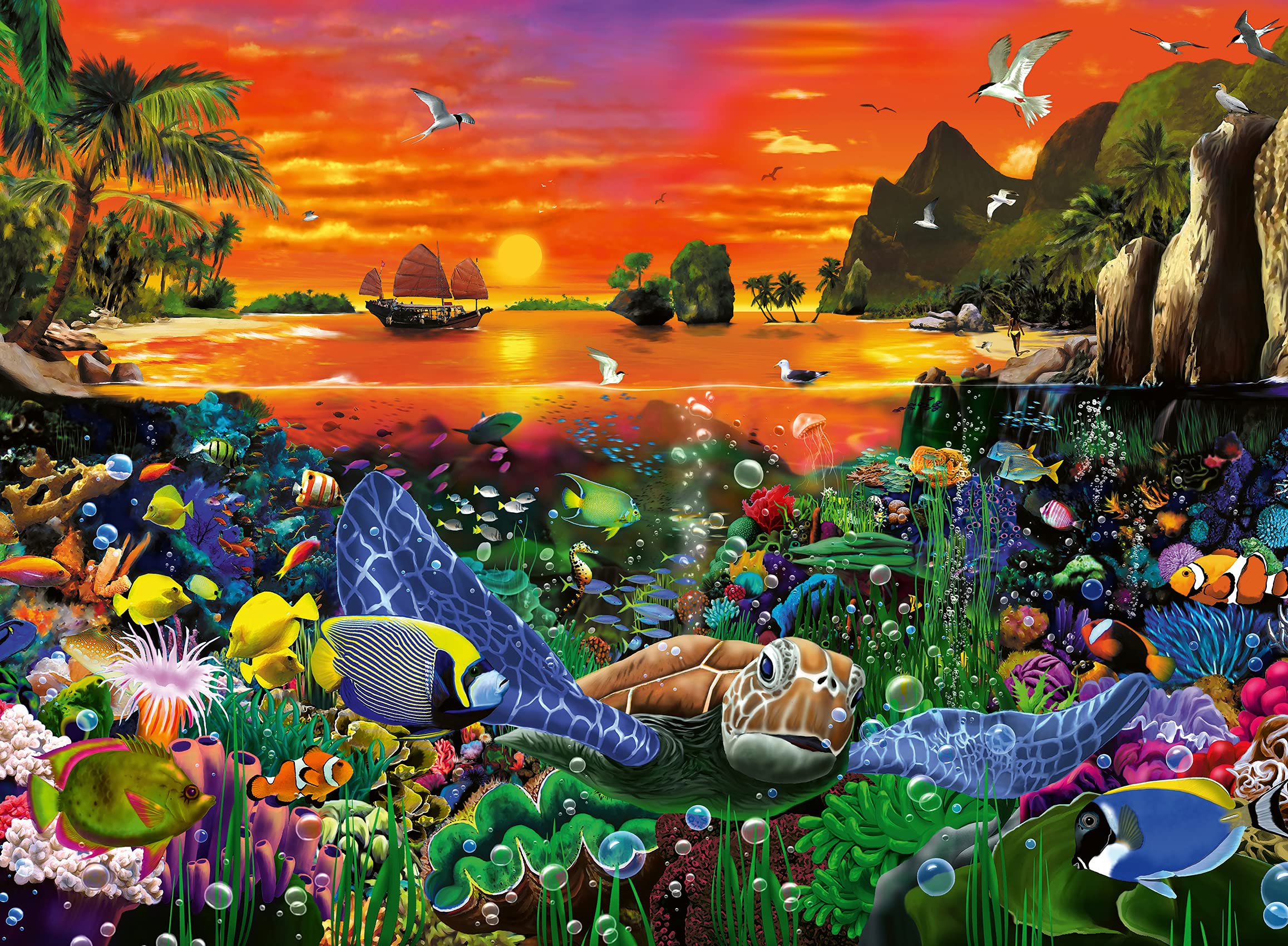 Ravensburger Turtle in the Reef 500 Piece Jigsaw Puzzles for Adults & Kids Age 10 Years Up