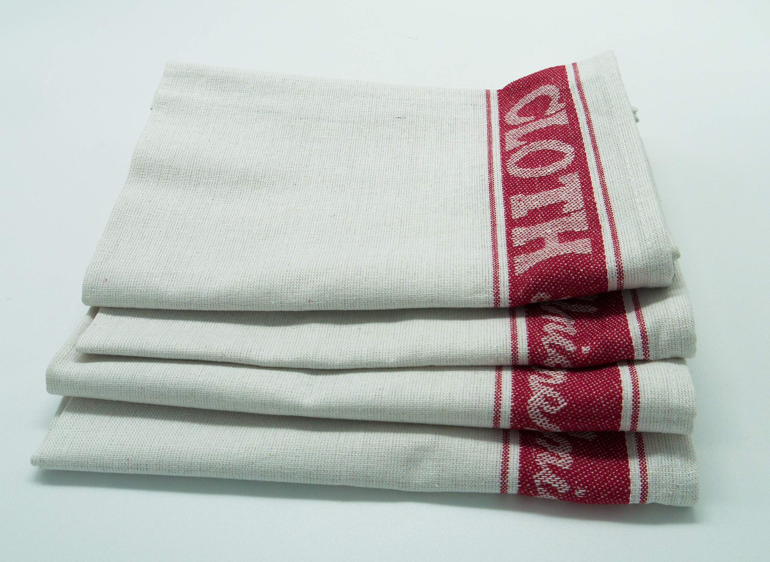 Lex's Linens Red Linen Union Glass Cloth Pack of 4 (4 x Red Glass Cloth)