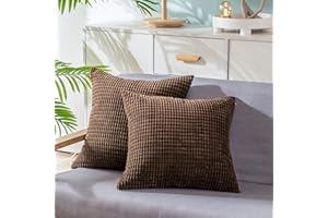 CaliTime Cushion Covers 2 Pack Comfortable Cushion Covers for Couch Sofa Bed Comfortable Super Soft Corduroy Corn Stripe Both