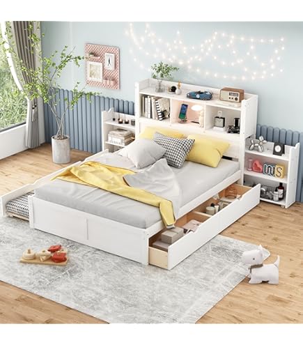 ベッドフレーム White bed frame STJÄRNÖ bed frame, white/Lönset, Queen - IKEA