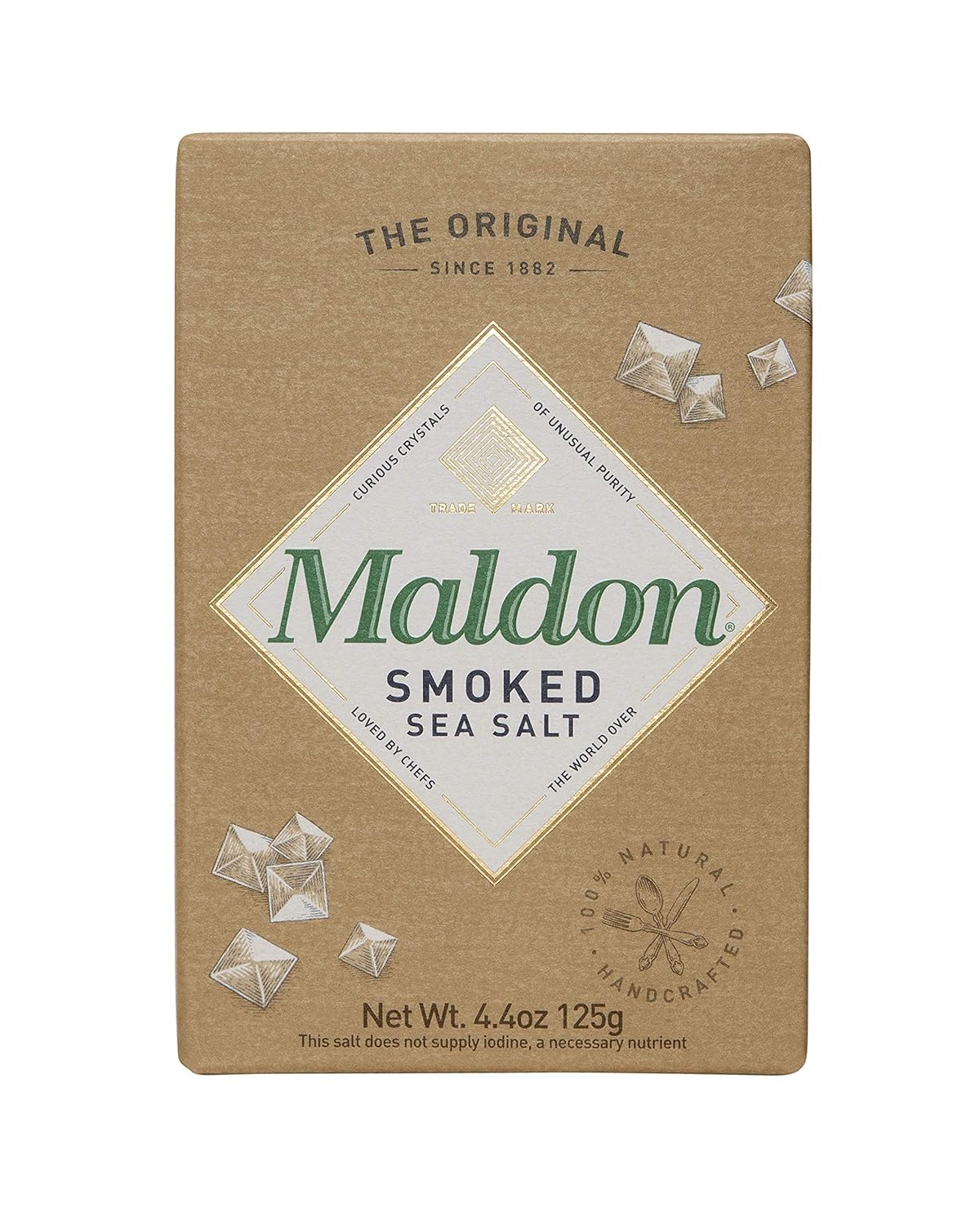 Maldon Salt, Smoked Sea Salt Flakes, 4.4 oz (125 g), Kosher, Natural, Gently Smoked Over Oak, Handcrafted, Gourmet, Pyramid Crystals : Grocery & Gourmet Food