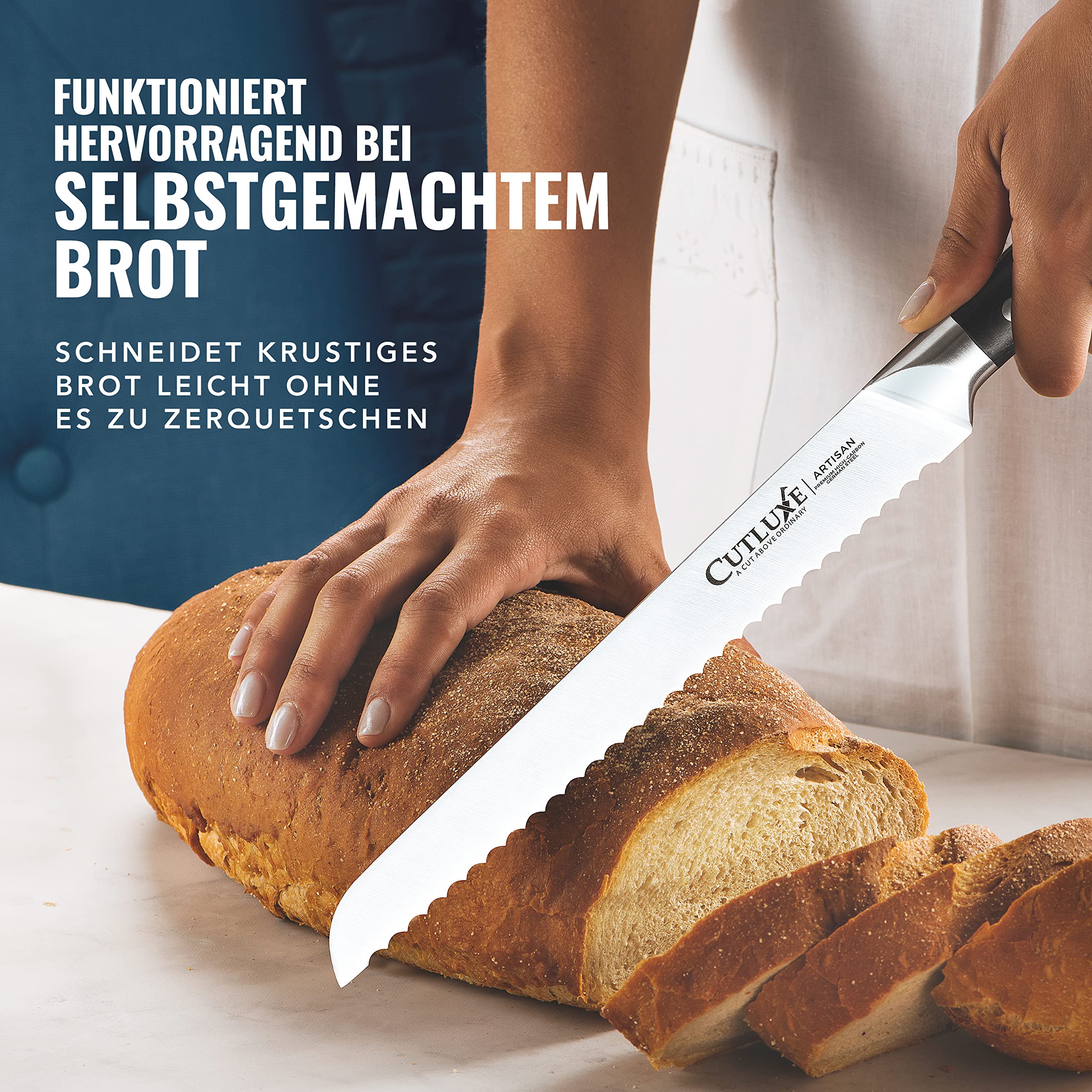 Cutluxe Brotmesser 25cm mit Wellenschliff – Brotschneidemesser Brötchenmesser Küchenmesser Kochmesser – Ergonomisches Design & Extrem Scharf 5
