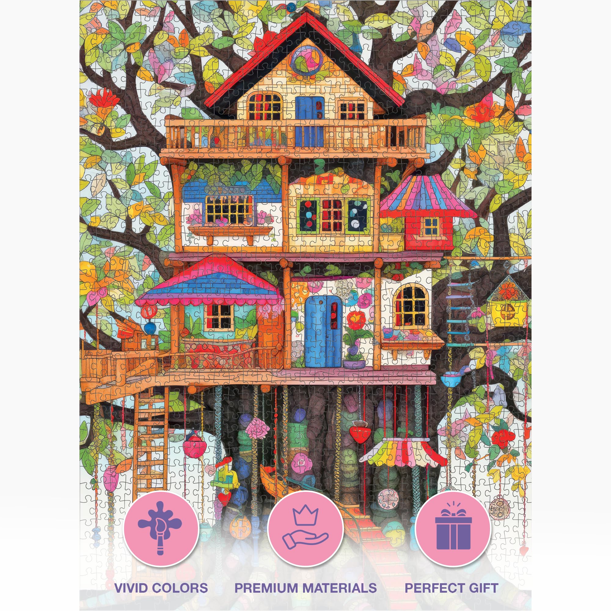 Cross & Glory Jigsaw Puzzles 1000 Pieces for Adults | Fantastical Treehouse Escape | Whimsical Art | Whimsical 1000 Piece Puzzle for Adults | Vibrant Treehouse Puzzle | Satin Finish | 20x27 Inches
