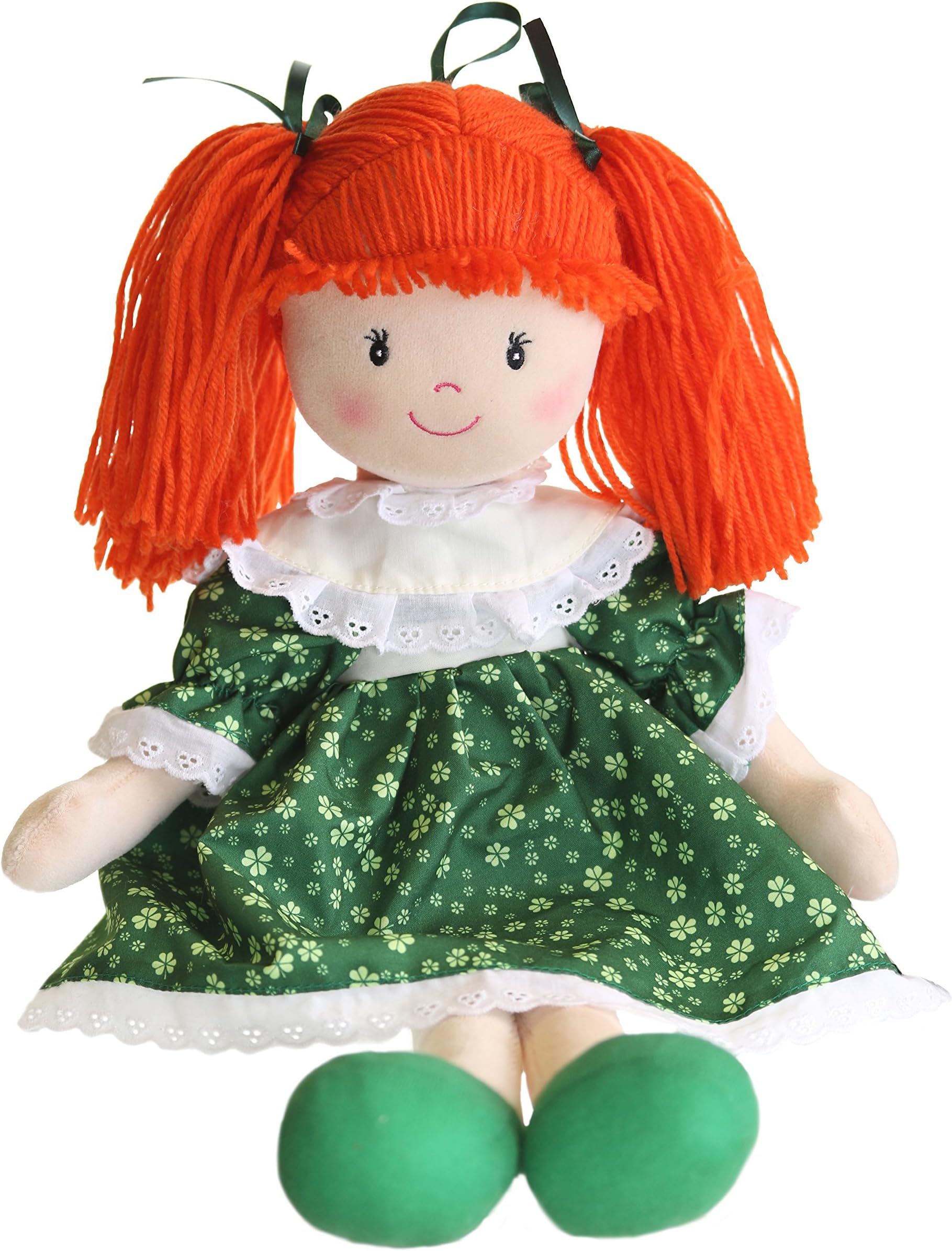 Sinead Irish Rag Doll With Green Shamrock Dress 11" In Height