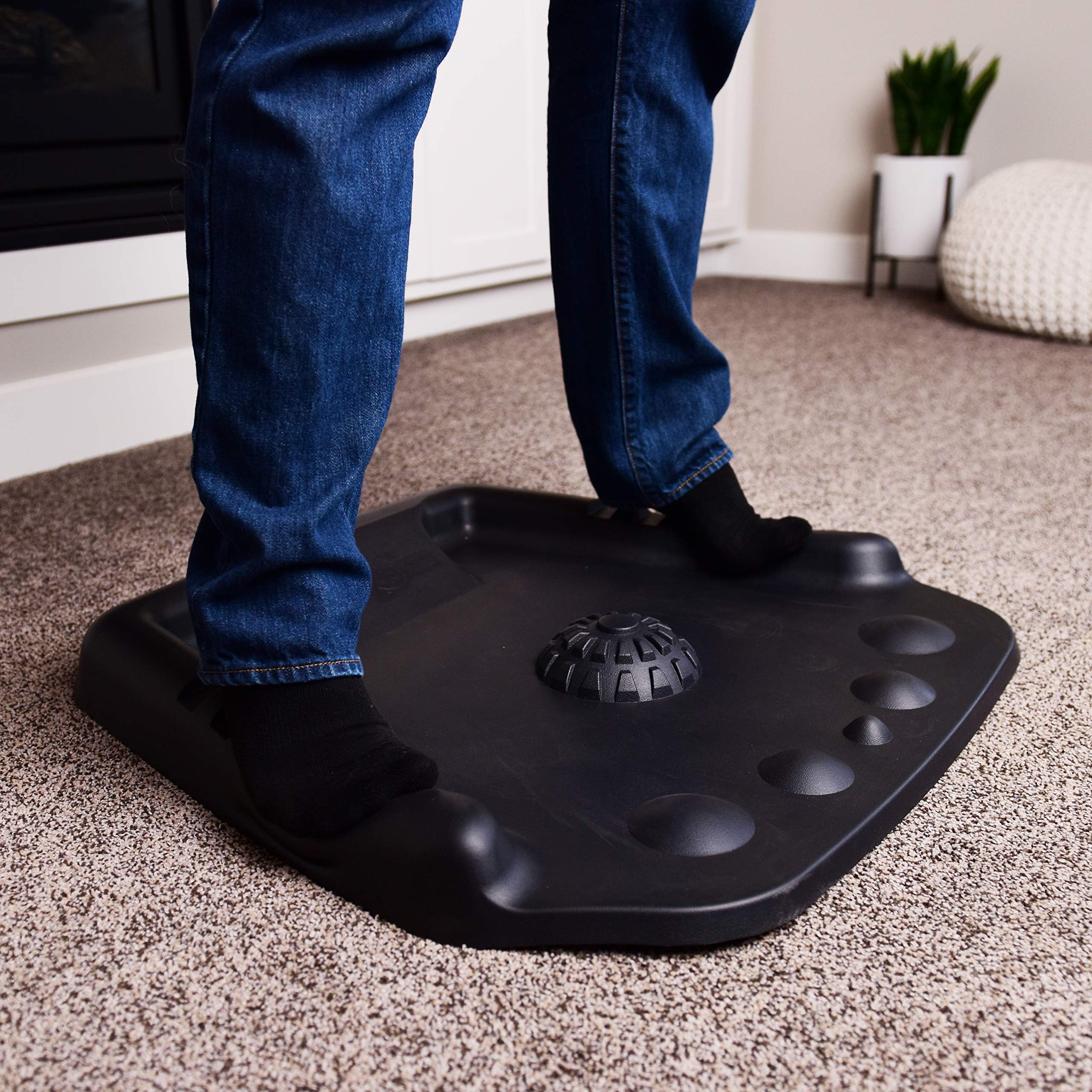 Best Standing Desk Mat with Anti Fatigue Foot Design, Patent-Pending Foot Massage Features, Deluxe Comfort While You Stand, 3D Ergonomic Support Mats for Feet, Legs, Back, for Office & Home (Black)