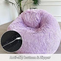 LIFEREVO Fluffy Faux Fur Bean Bag Chair Cover