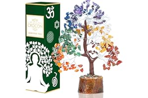 Crocon Seven Chakra Gemstone Tree Feng Shui Figurine Money Good Luck Reiki Healing Crystals Balancing Decoration Home Room Ta