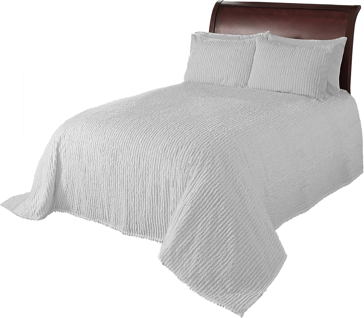 Silver BrylaneHome Pepper Dot Chenille Bedspread Twin Bedspreads