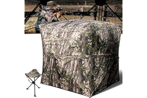 NIGWET Niqwet Pop-Up Hunting Blind, Portable 270°See Through Camouflage Ground Blind, 2-3 Person, Durable Tent for Deer & Turkey Hunting with Carrying Bag