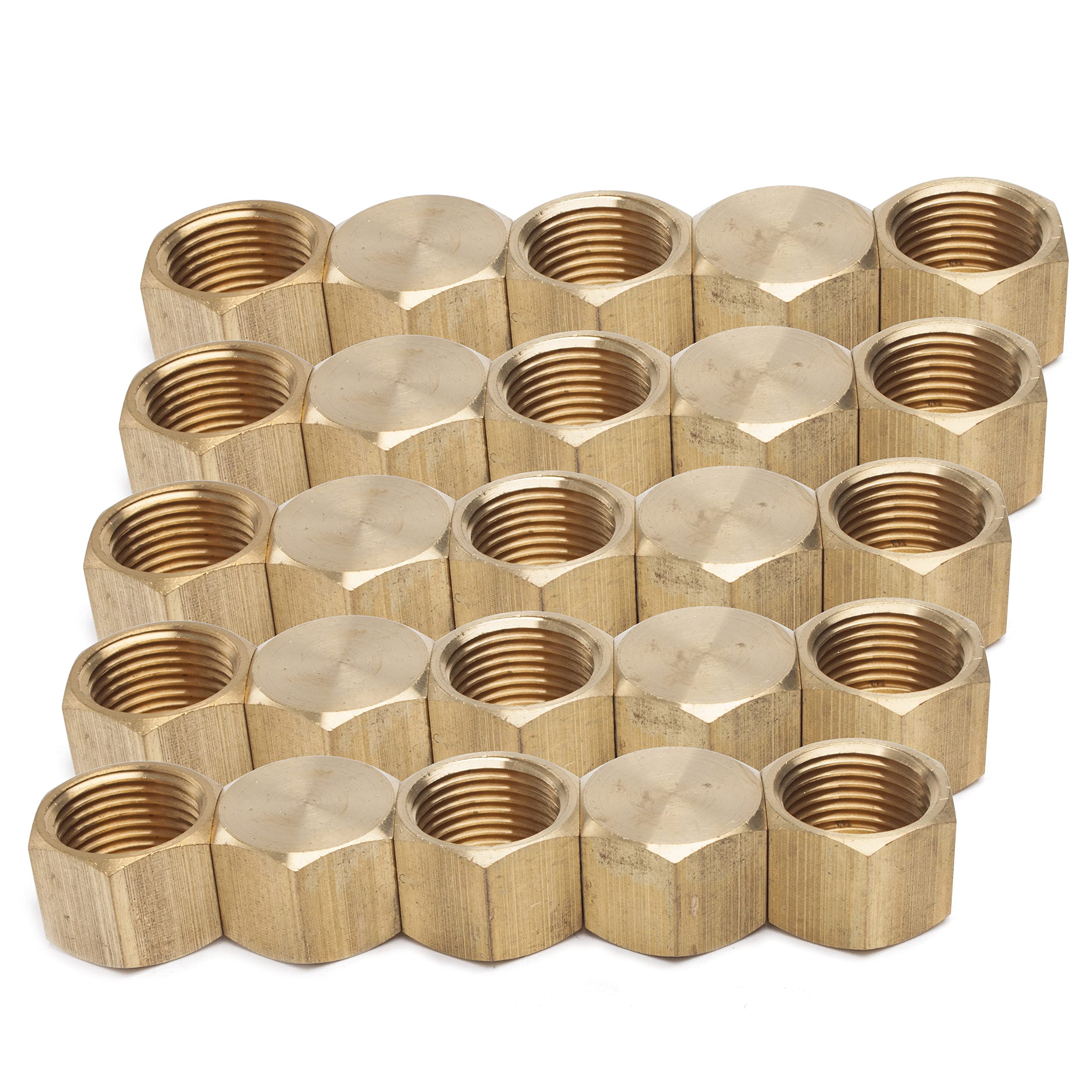 LTWFITTING Brass BSP Pipe Cap Fittings 1/2-Inch BSPP Air Fuel Water Boat (Pack of 25)
