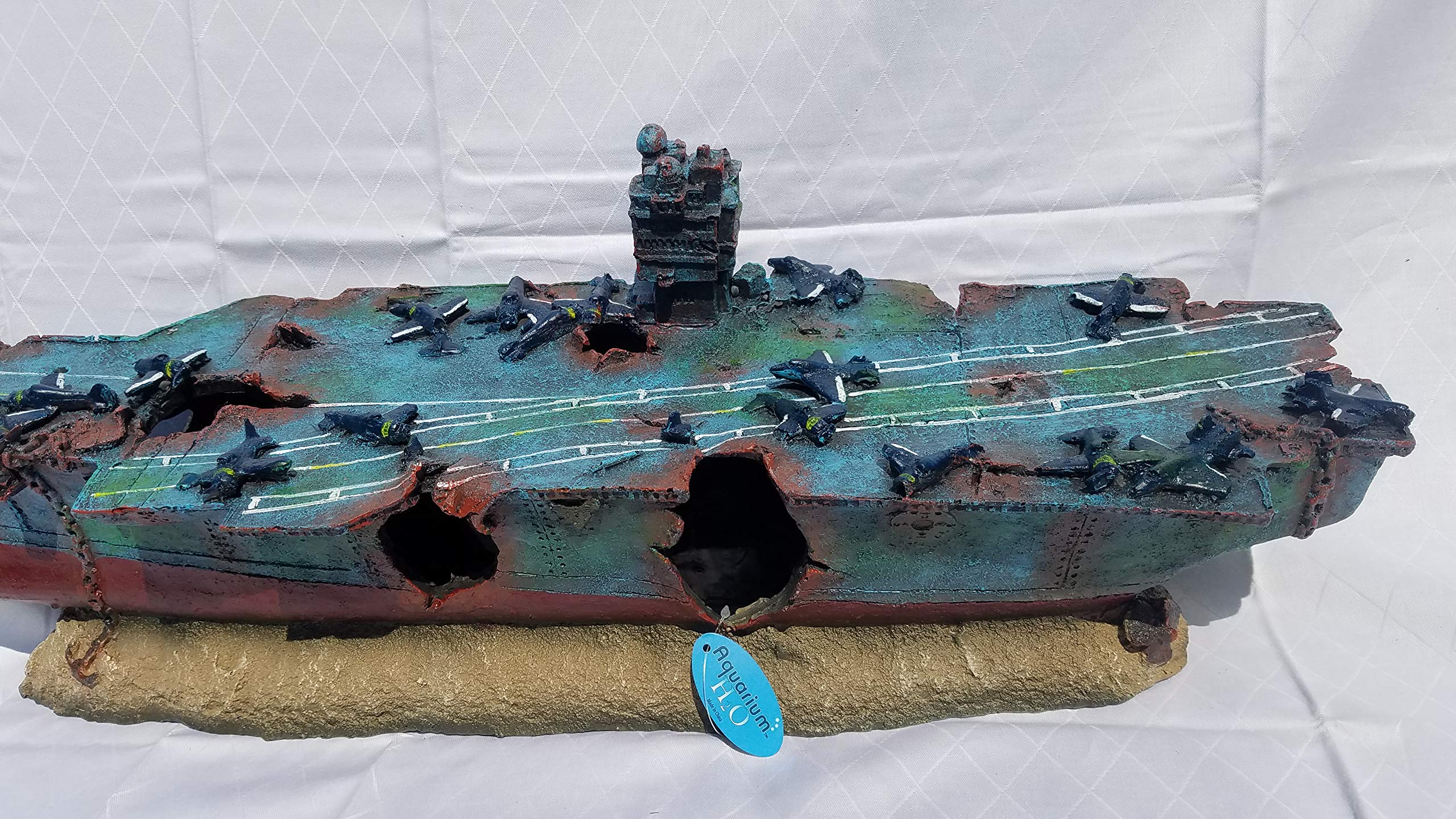 Extra Large Military Aircraft Carrier Wreck Aquarium Ornament, 27