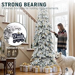 YITAHOME Pre-Lit Flocked Drooping Pencil Spruce