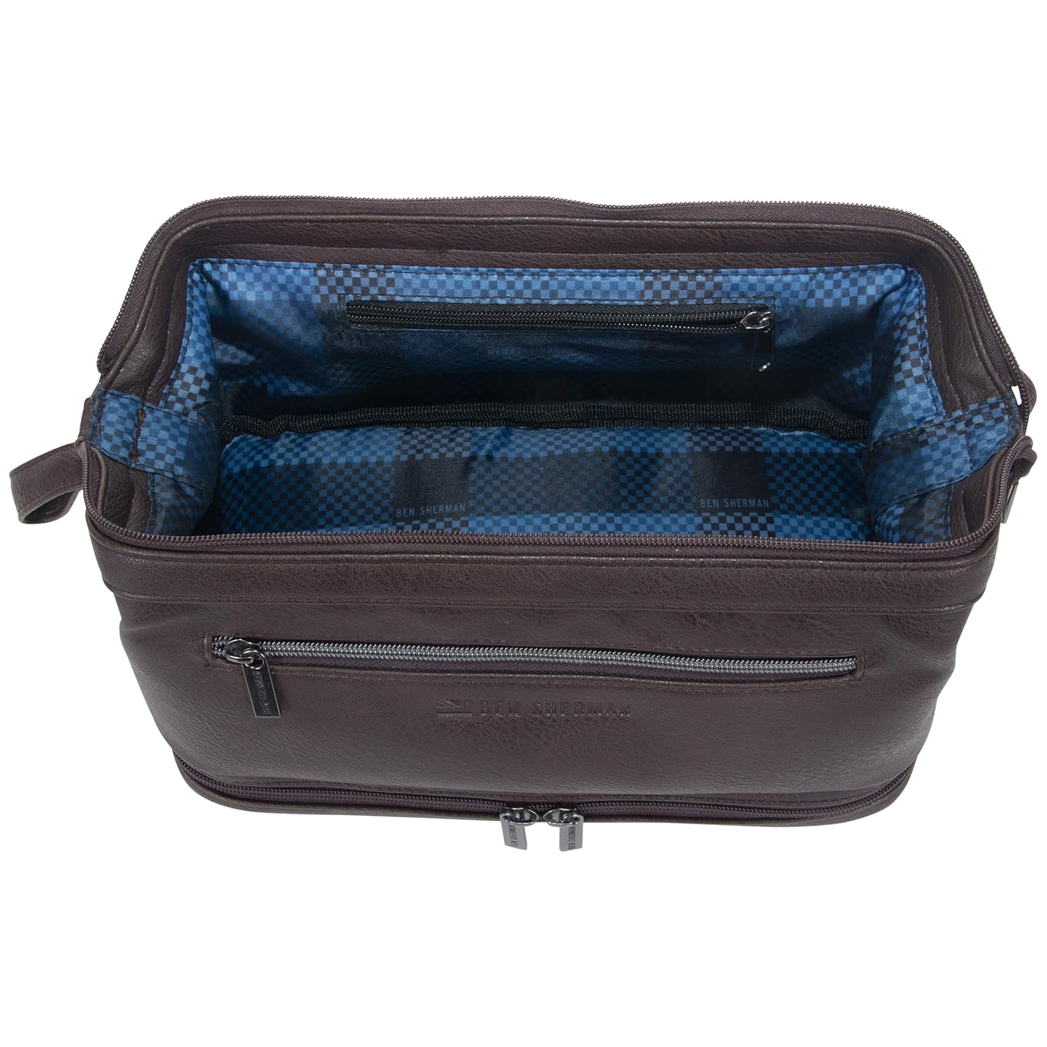 Ben Sherman Noak Hill Collection Vegan Leather Toiletry Travel Kit, Brown, 2PC Set: Industrial & Scientific
