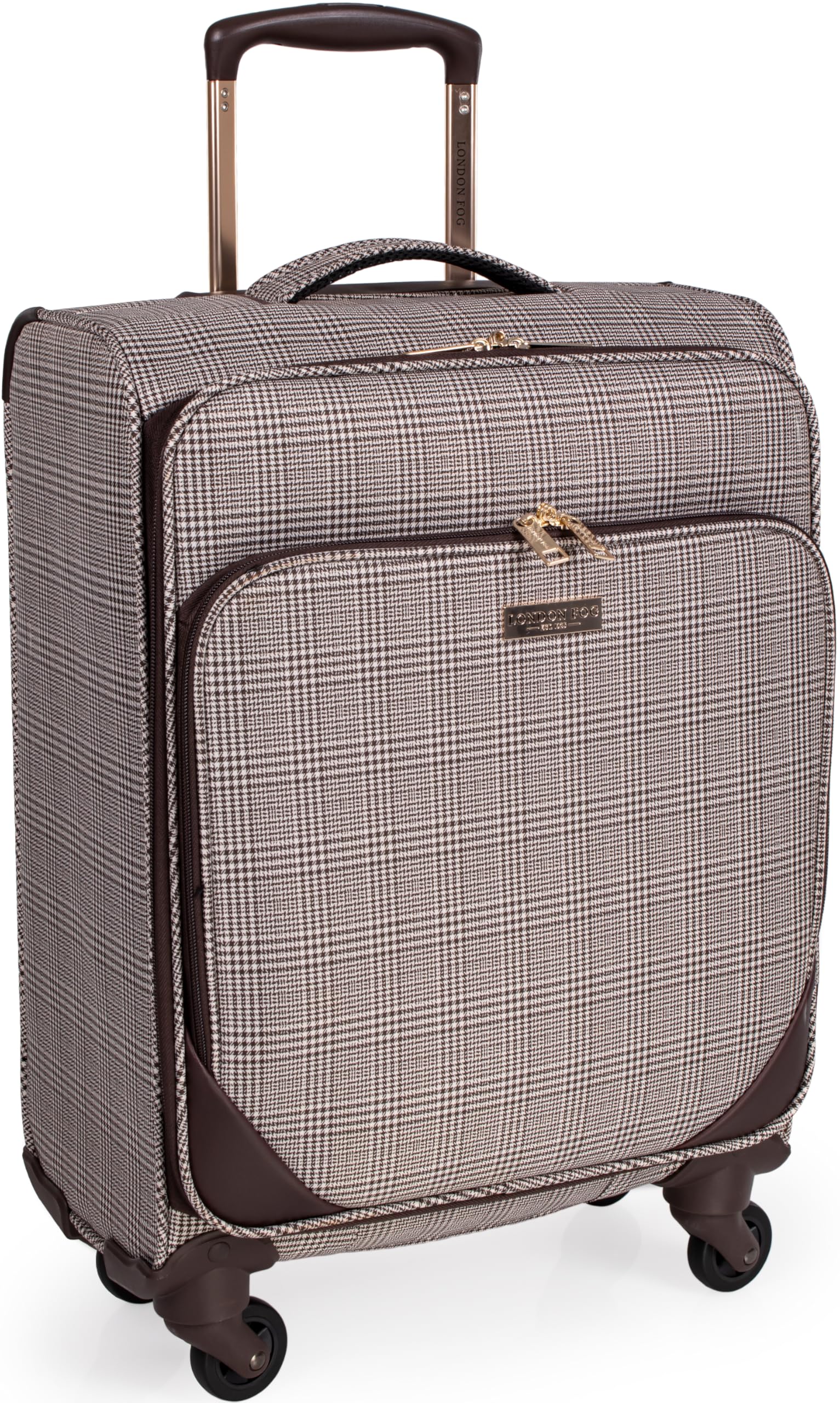 London Fog 20 Inch Suitcase on x4 Spinner Wheels - Samll Soft Shell Sided Luggage with Drag Handle Fits Travel Cage 58x36x22 | Camberley LFL003