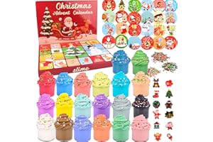 WUJYLY Christmas Slime Kit Advent Calendar - Butter Slime Non-Sticky, Soft, Stretchy, Scented Slime Party Favors for Kids, Perfect for Christmas Stocking Stuffers, for Girls Boys