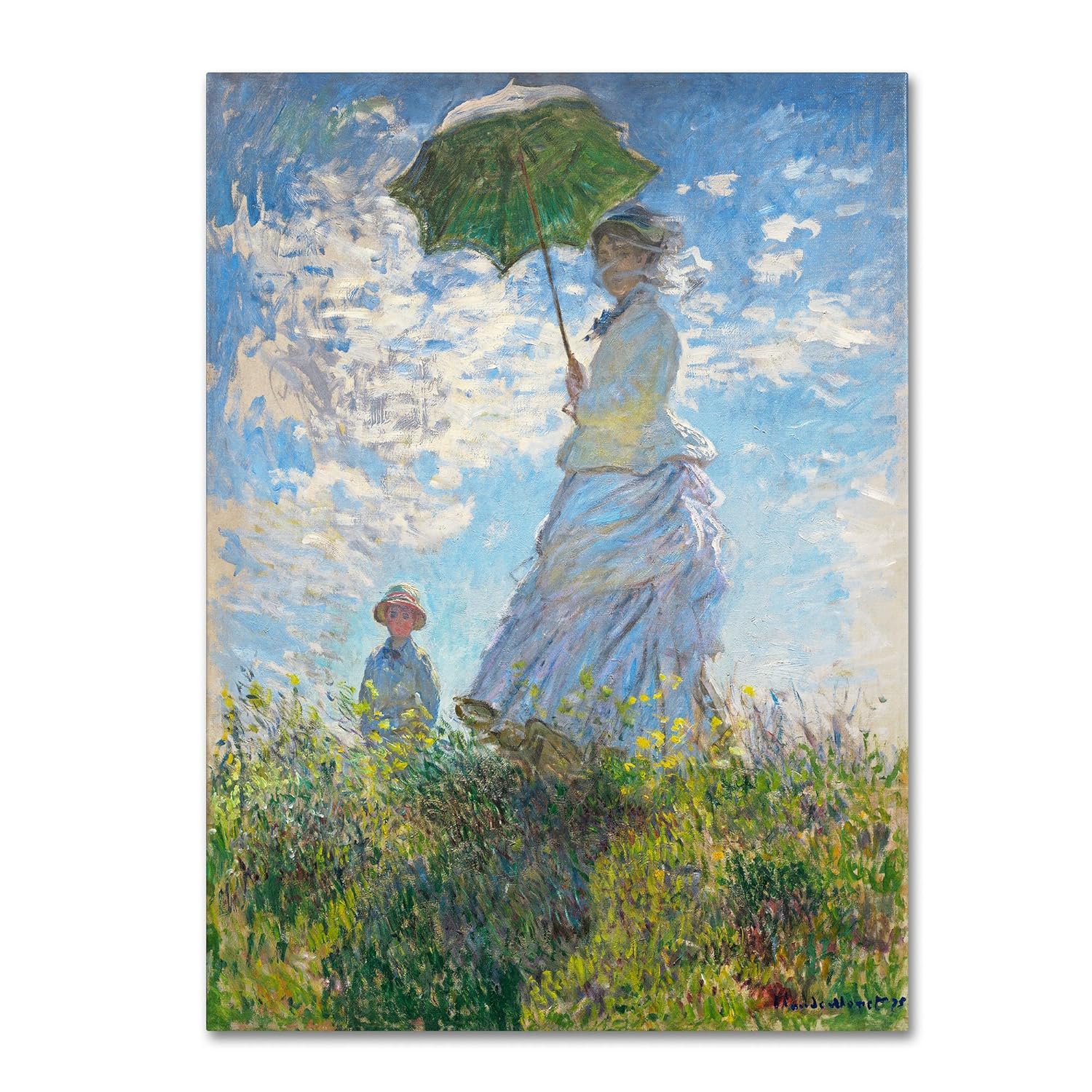 Woman with a Parasol 1875 Artwork by Claude 14 by 19Inch Canvas Wall Art
