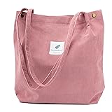 TOPASION Cute Corduroy Tote Bag Canvas Shoulder