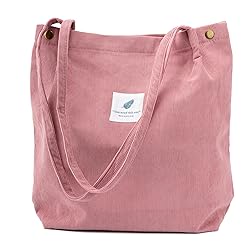 TOPASION Cute Corduroy Tote Bag Canvas Shoulder