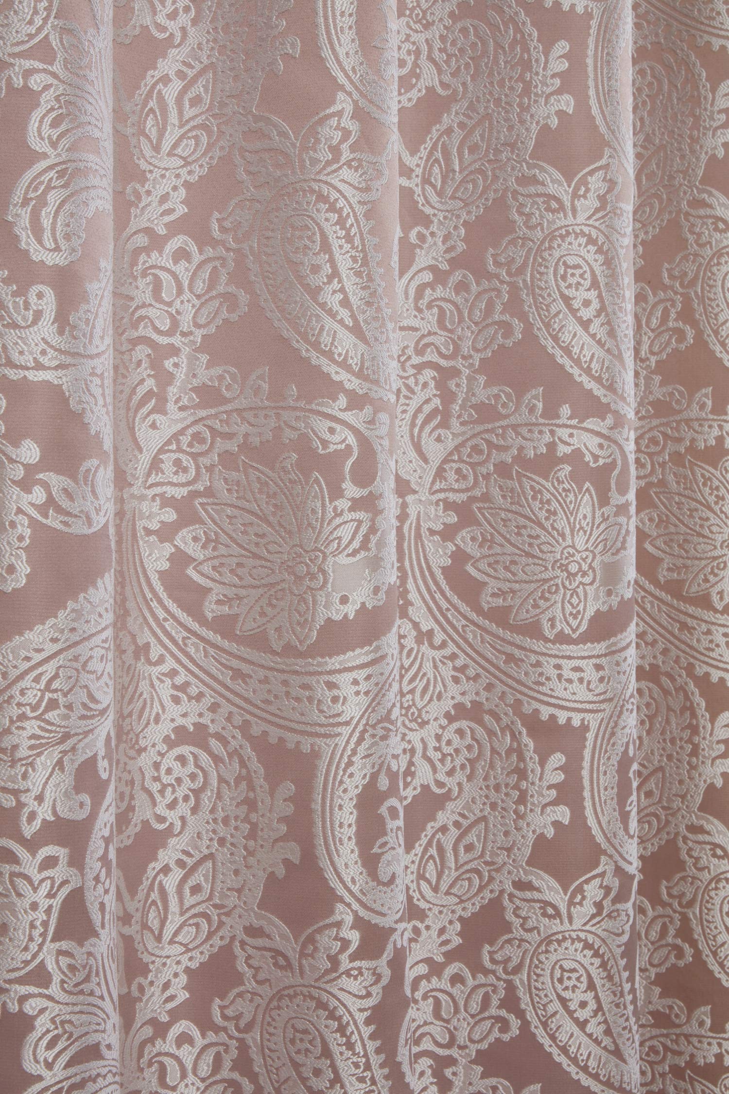 Emma Barclay – Fully Lined Curtains for Bedroom Living Room Jacquard Pencil Pleated Two Panel Paisley Damask Curtains Duchess Collection (90” x 72” Inch)(Blush Pink)