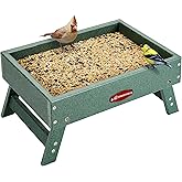 Kingsyard Ground Bird Feeder for Outdoors - Recycled Plastic Platform Feeder for Wild Birds, Squirrels, Chicken, 5 LBS Large Capacity, Green