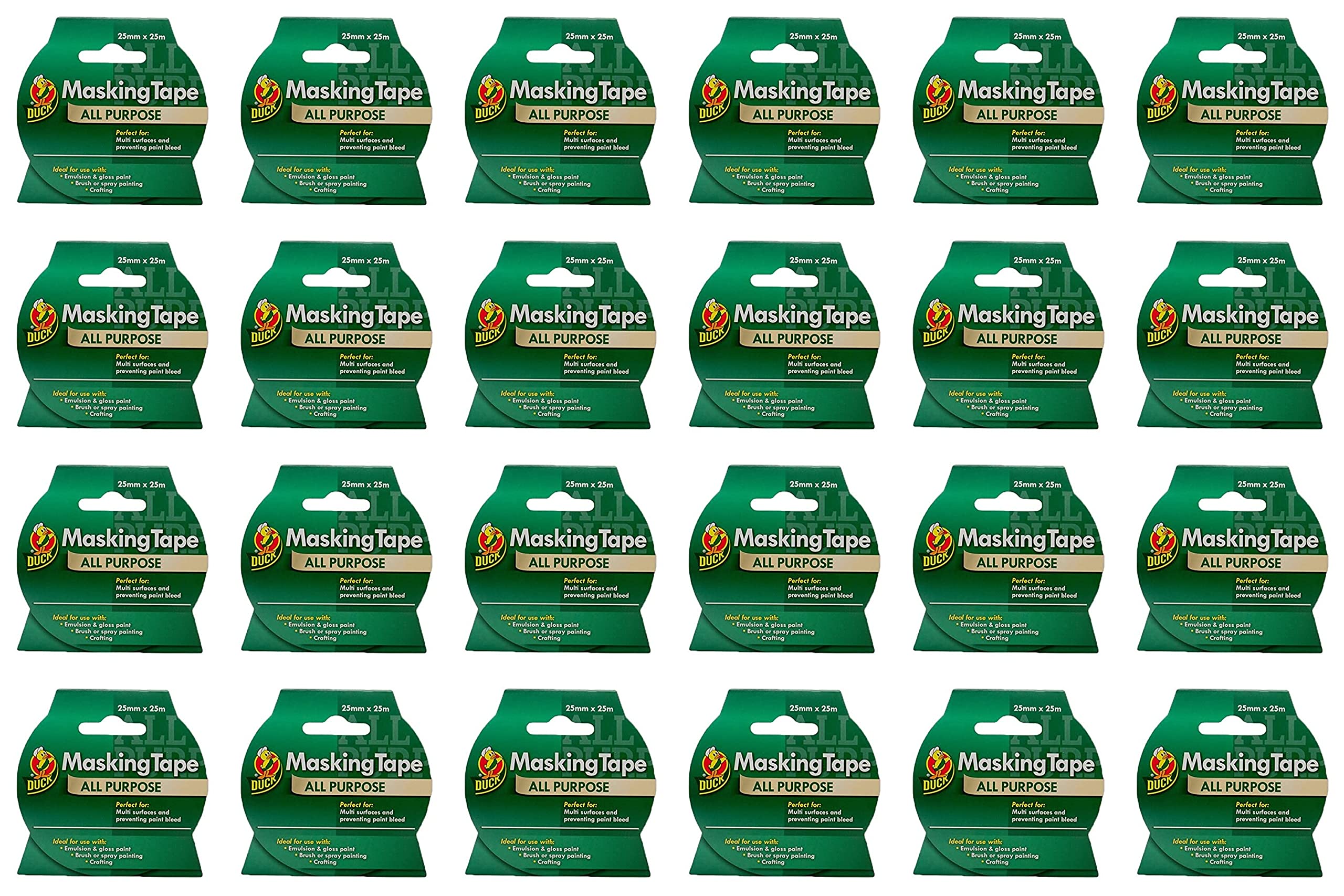 Duck Tape All Purpose Masking Tape 25mm x 25m, Pack of 24