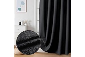 OVZME Berry Black Shower Curtain Set, Embossed Textured Fabric Shower Curtain for Bathroom - Soft Cloth & Hotel Spa, Water Resistance, Machine Washable Shower Curtain with 12 Hooks, 72X72, Black