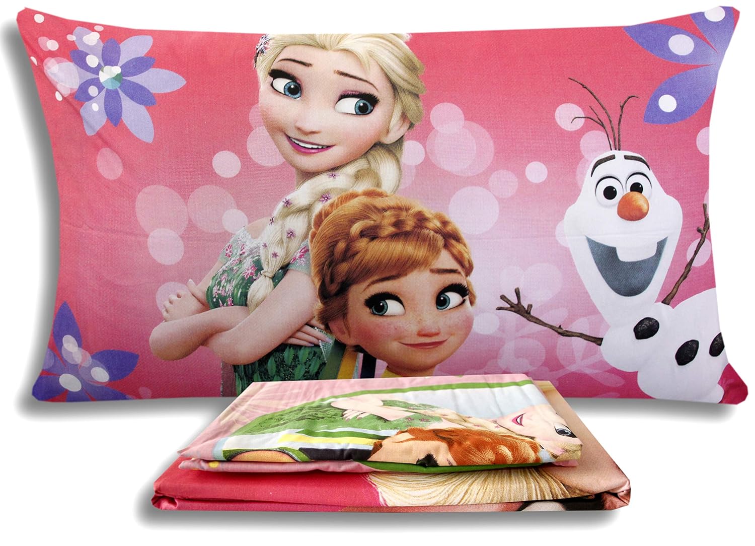 Avec Drap De Dessus Parure De Lit Pour Lit Simple 1 Place Motif La Reine Des Neiges Elsa Anna Et Olaf Drap Housse Et Taie Doreiller Disney Cuisine Maison Draps Et