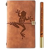 Frog Gifts Journal for Frog Lover, Gifts for Appreciation, Congratulations, Christmas and Birthday, Leather Journal Notebook with Pen, Refillable Sketchbook, Travel Diary, Lined Planner, 7x5 Inches