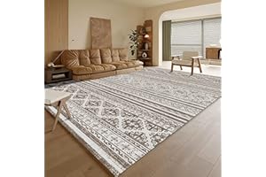 RUGSURE Washable Area Rugs 8' x 10' - 1/6 Thick - Moroccan-Inspired -Stain & Water Resistant Non-Slip - Resistant Rug for Living Room, Bedroom, Nursery, Pet & Child Friendly (Brown)