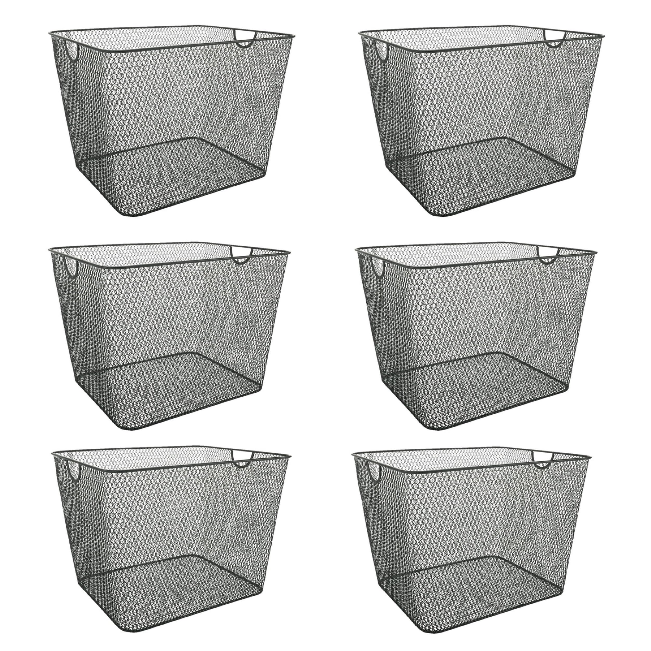 YBM HOME Wire Mesh Kitchen Storage Basket Organizer for Organizing Household Pantry and Kitchen Cabinets – Multipurpose Wire Storage Baskets for Home, Dorm Room, Garage, Black – 6 Pack