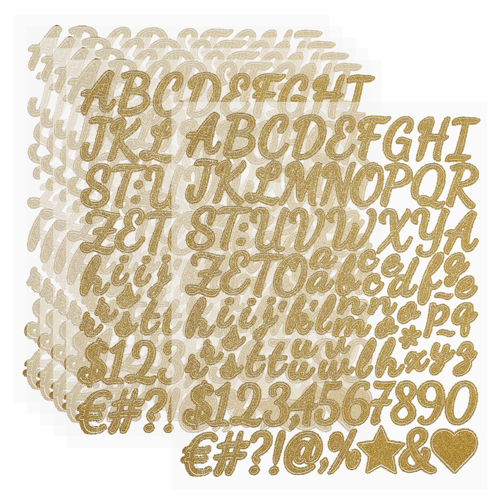 PATIKIL 576Pcs 1" Glitter Letter Stickers, 6Sheets Glitter Number Stickers Vinyl Self-Adhesive Alphabet Number Waterproof Decals for Scrapbook Decoration Mailbox Sign, Gold