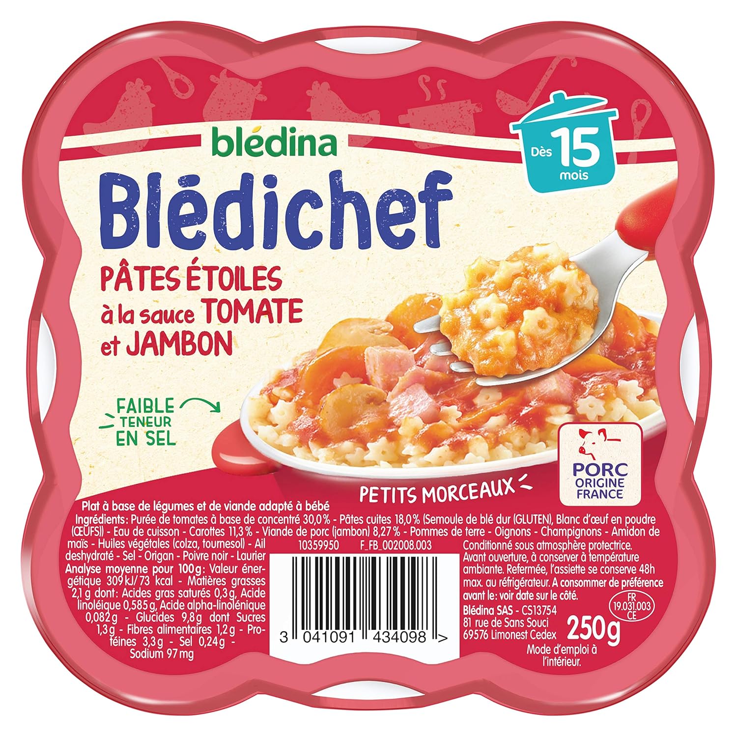 Bledina Bledichef Pates Etoiles A La Sauce Tomate Jambon Des 15 Mois 250 G Pack De 9 Alimentation Bebe Le Repas De Bebe Bebe Puericulture
