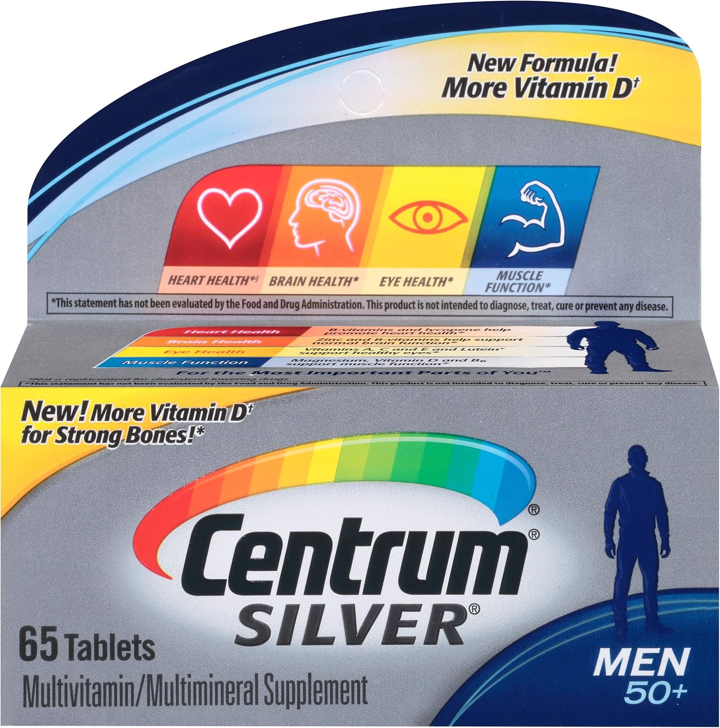 Amazon.com: Centrum Silver Men 50+ Multivitamin Tablets 65 ea (Pack of 3):  Health & Personal Care