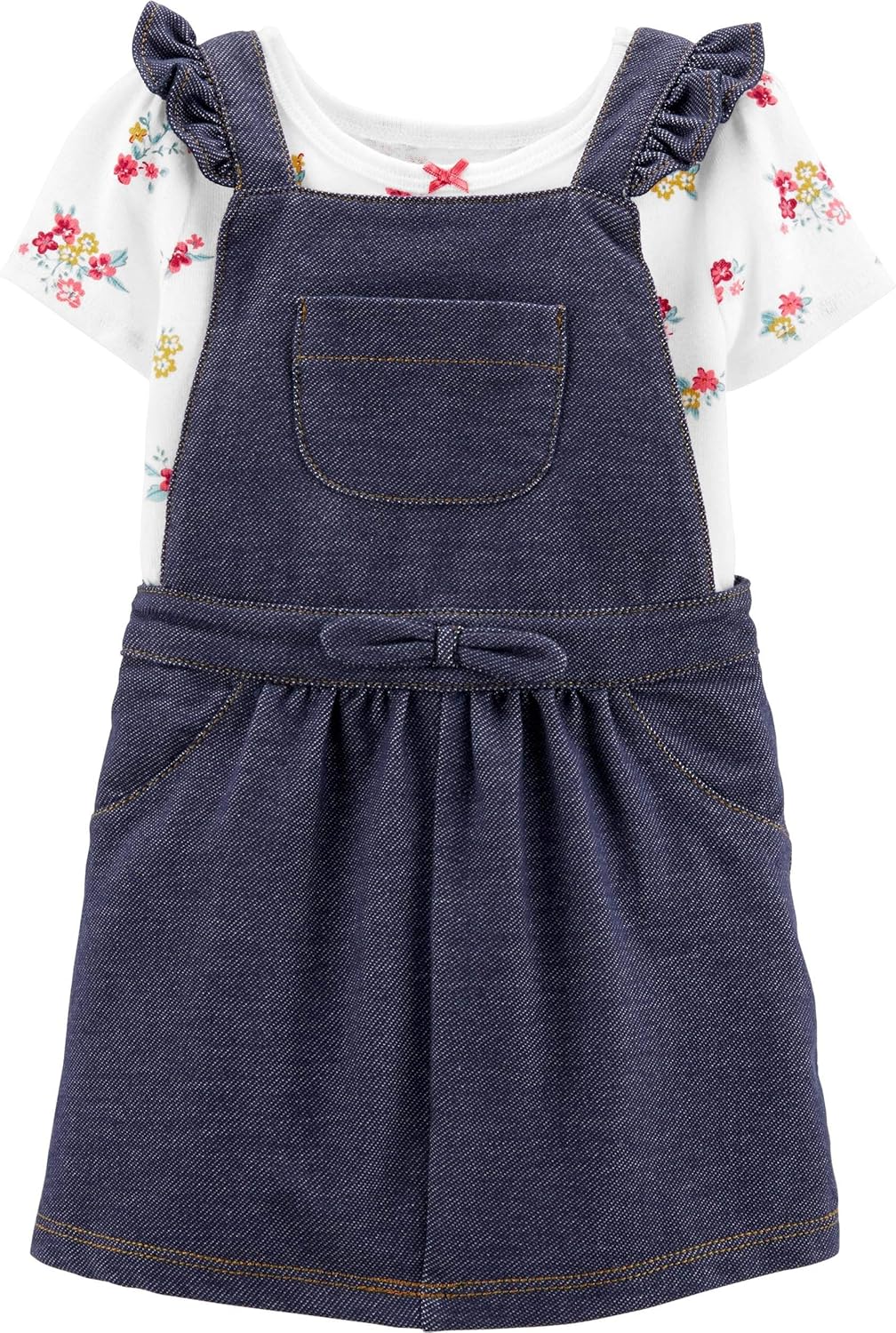 baby girl carter's floral tee & chambray shortalls set