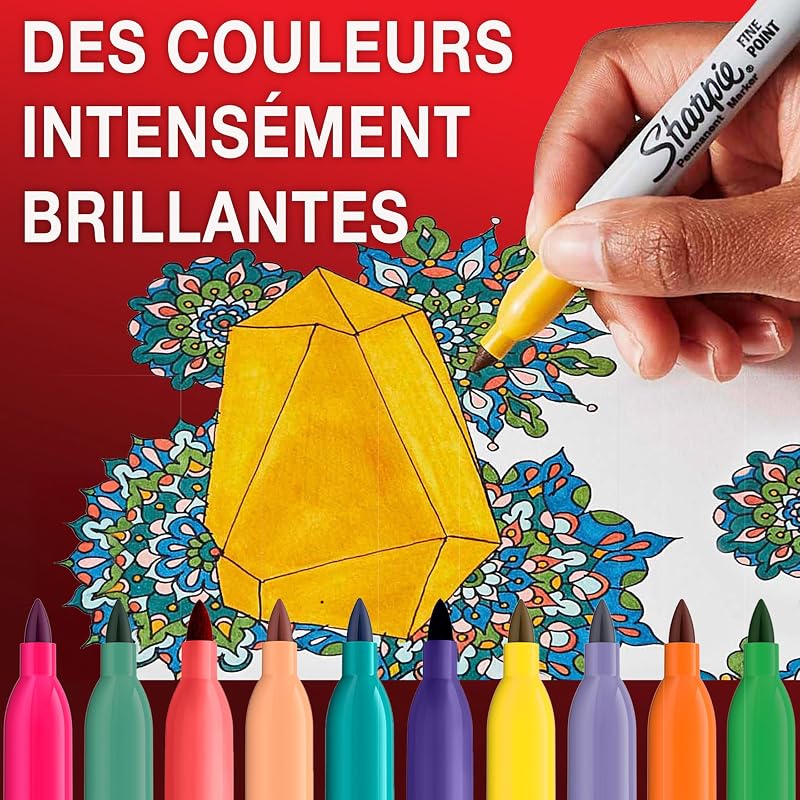 marqueurs indélébiles | pointe fine | assortiment de couleurs à encre permanente | Lot de 18