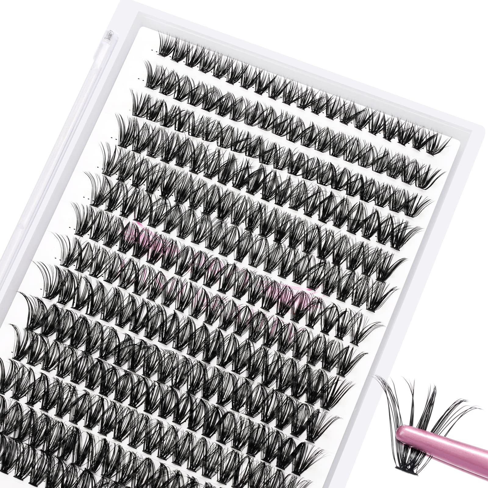 PRO LASHBEAUTY 280 Pcs Individual Lashes 40D-C-0.07-10 Cluster Lashes C D Curl Wispy Lashes Bottom Lashes DIY Lashes At Home（40D-C-0.07-10）