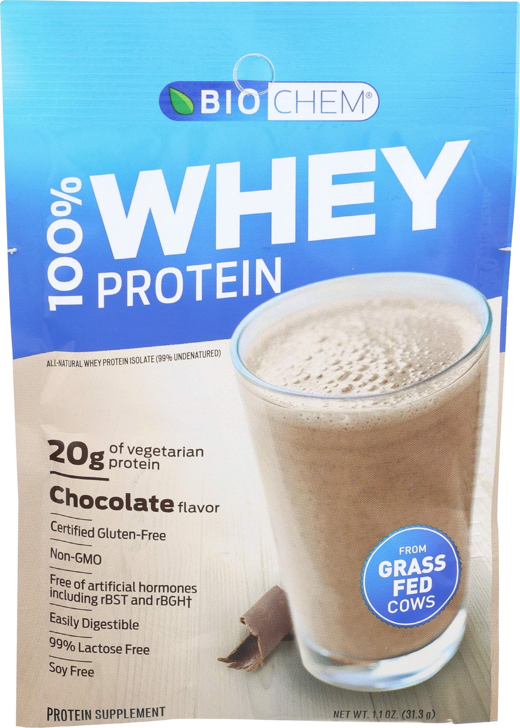 Biochem, Whey Protein Chocolate Single Packet, 1.1 Ounce