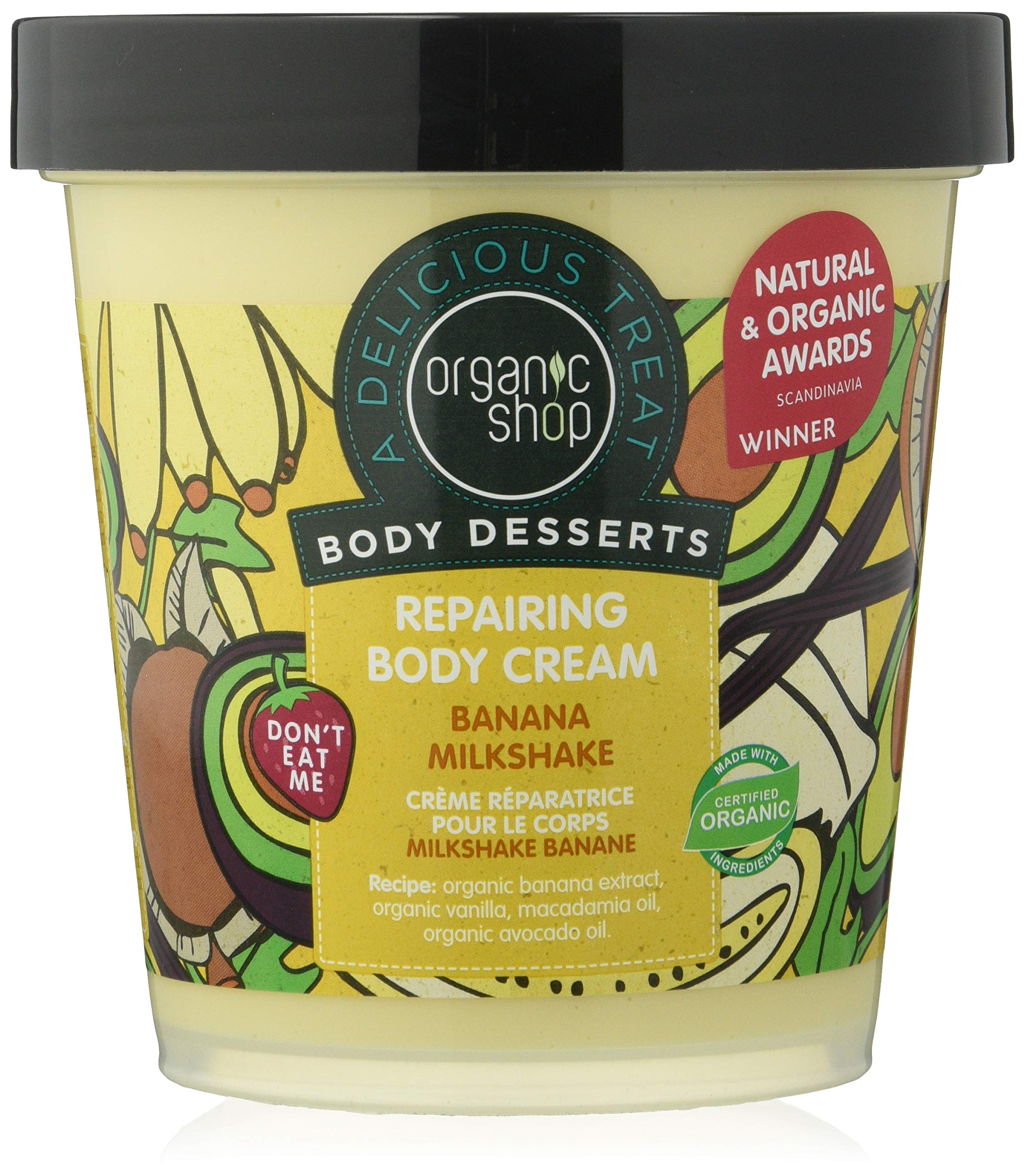 Organic Shop Body Dessert Banana Milkshake Repairing Body Cream, 450 ml