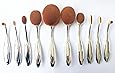 Goldrose 10 pcs Soft Oval Toothbrush Mermaid Multipurpose Makeup Brush Set Foundation Brushes Cream Contour Blush Powder Concealer Brush Cosmetics Tool(Silver)