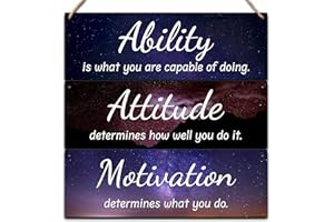 OXRUN 3 PCS Office Wall Art Hanging Decor, Inspirational Rustic Wall Decor for Home Office, Motivational Quotes Gifts Wood Decorations for Women - A11