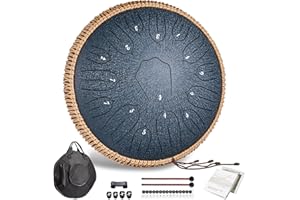 Lronbird Steel Tongue Drum 14 Inch 15 Notes Hand Drums with Travel Bag Mallets Music Book, C Major Musical Instruments for Adults - Concert Percussion - Sound Healing (Navy)