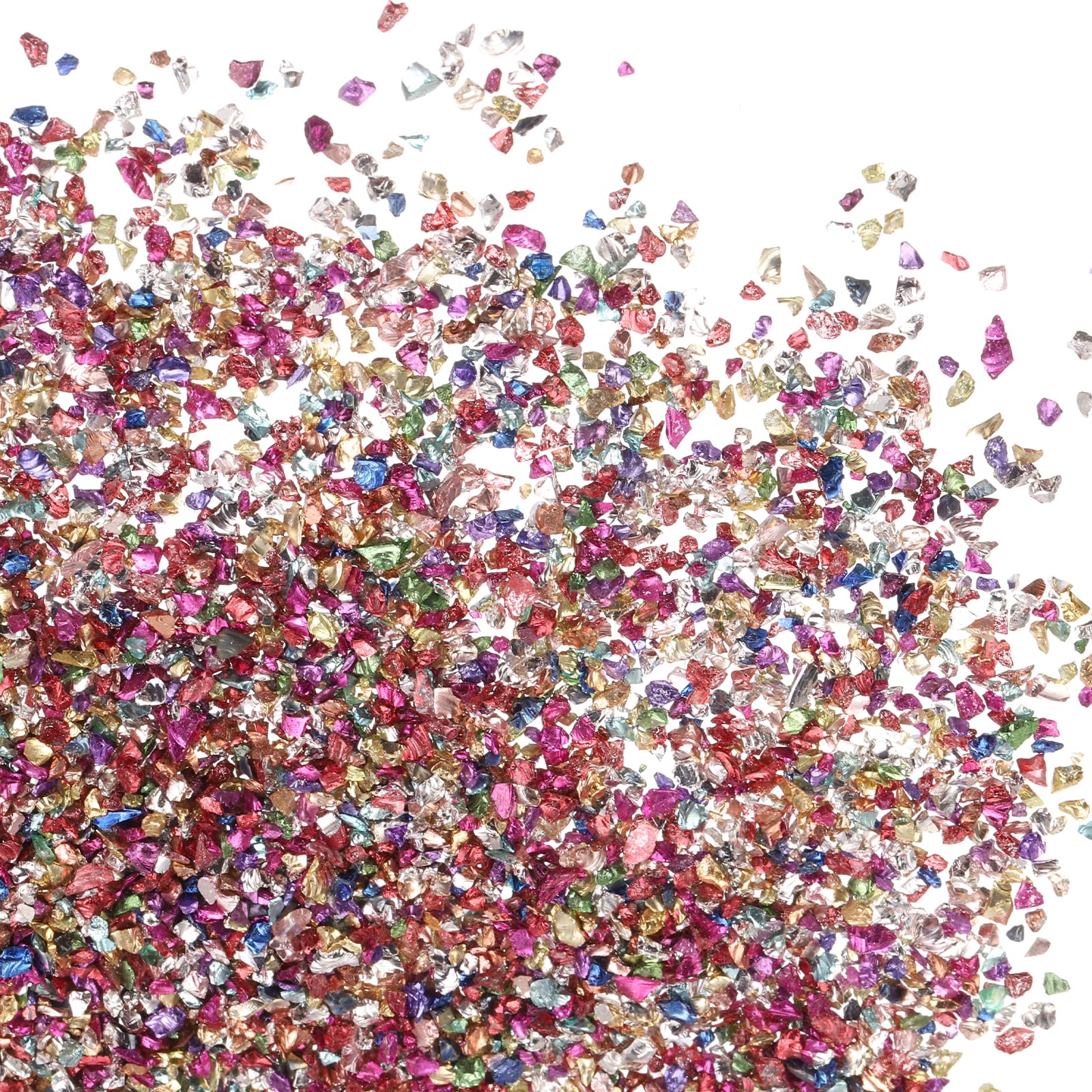 PATIKIL 200g Crushed Glass Glitters, 2-4 mm Colorful Irregular Chips, Chunky Stones for Nail Art DIY Craft Jewelry, Multicolored