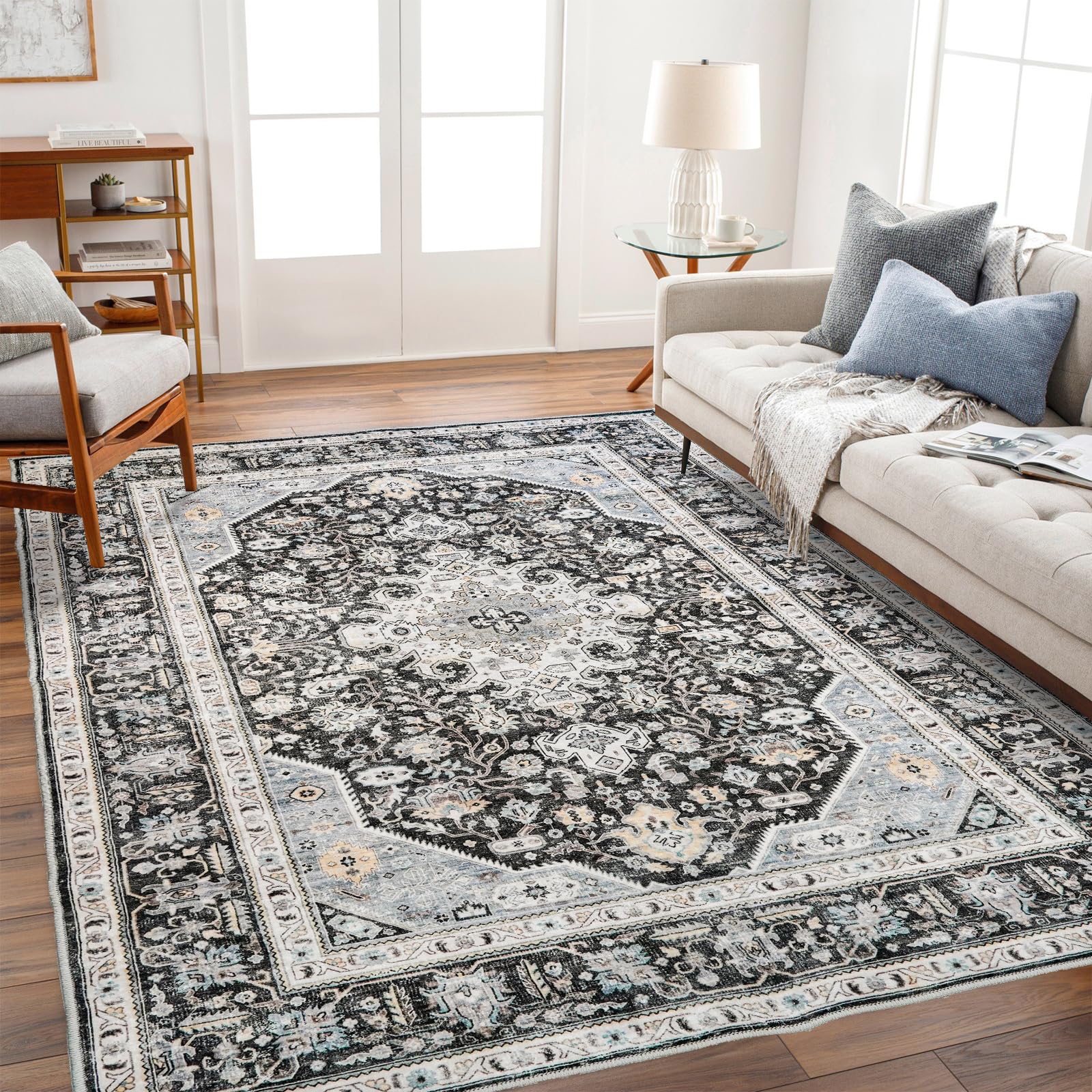 HILORUUG Washable Area Rug 6x9 - Bedroom Living